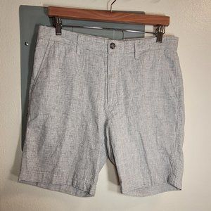 Goodfellow Gray Slim Fit Flat Front Chino Shorts 32 Waist, 9 Inseam, Linen Blend